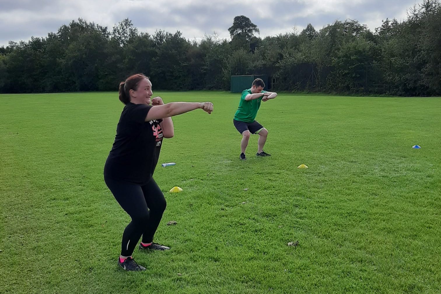 Kirsty and Andrew partaking in socially-distanced circuits at Sliders Fitness